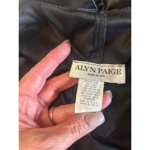 VTG Black Formal Gown Slip Dress 13/14 Draped Satin Neckline Elegant Old Money - Picture 4 of 7